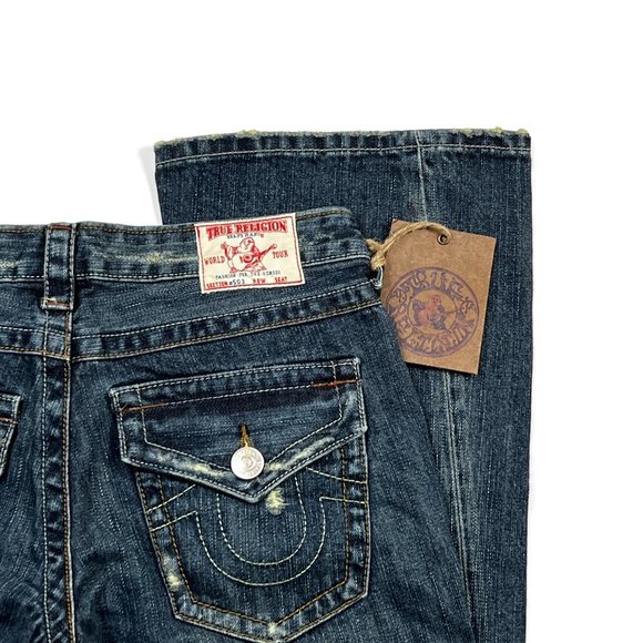 True Religion Distressed Flare Blue Jeans Womens 27 New NWT USA 04503 - Picture 14 of 15